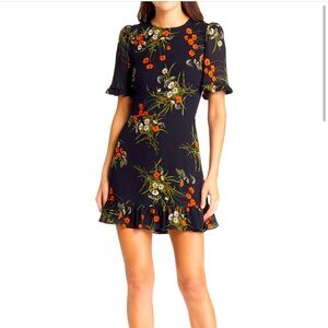 Reformation Aliana Floral Cutout Flutter-sleeve Mini Dress